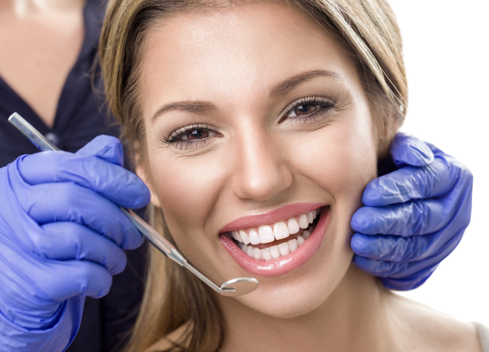 woman smiling after dental cleaning in Havertown